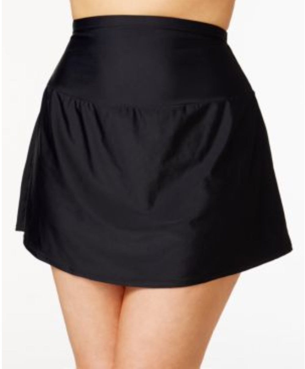 Island Escape Tummy-Control Swim Skirt Black Plus Size 16W